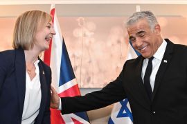 British Prime Minister Liz Truss and Israeli Prime Minister Yair Lapid hold a bilateral meeting as they attend the 77th U.N. General Assembly, in New York, U.S., September 21, 2022