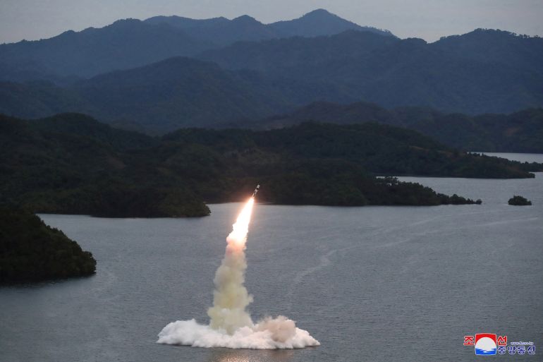 A missile is launched from an undisclosed location in North Korea,