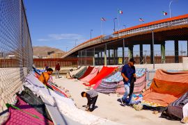 Venezuelans camp out under a bridge in Ciudad Juarez, Mexico