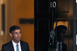 Britain's Prime Minister Rishi Sunak leaves 10 Downing Street for the House of Commons for his first Prime Minister's Questions in London, Wednesday, Oct. 26, 2022. Sunak was elected by the ruling Conservative party to replace Liz Truss who resigned. (AP Photo/Frank Augstein)