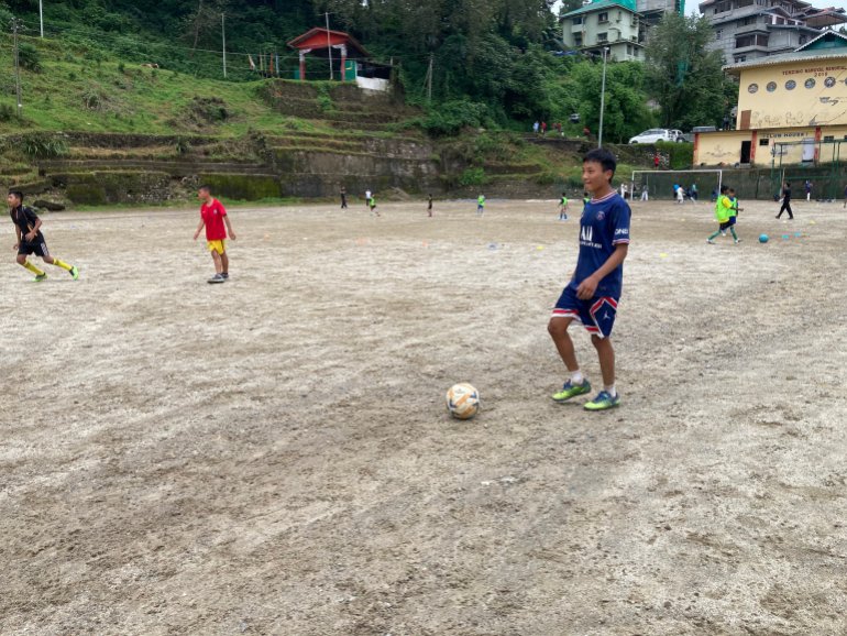 Kids train at the Tenzing Namgyal Memorial Ground in Gangtok.