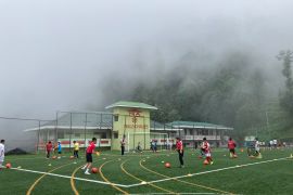 A football training session for local students is underway at the Tashi Namgyal Academy in Gangtok