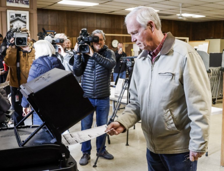 US Senator Ron Johnson casts his ballot
