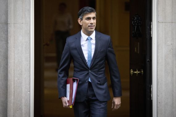 Britain's Prime Minister Rishi Sunak departs his official residence at 10 Downing Street