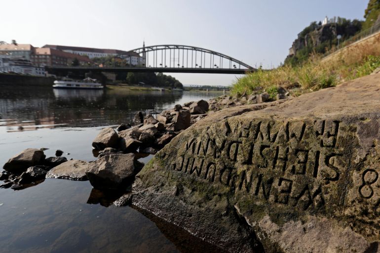 'Hunger stones' in the Elbe river, Czech Republic.