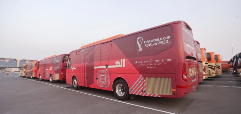 Buses which will be used for transportation for the FIFA World Cup Qatar 2022 