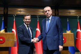 Turkish President Tayyip Erdogan and Swedish Prime Minister Ulf Kristersson