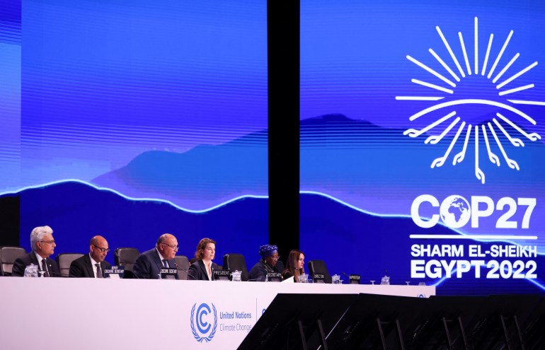 Ministers deliver statements during the closing plenary at the COP27 climate summit in Egypt.