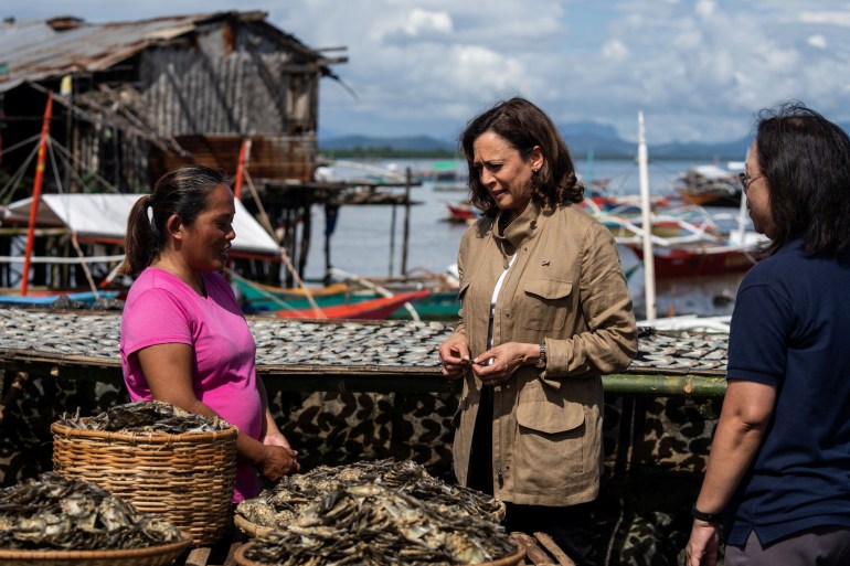 U.S. Vice President Kamala Harris tours local village Tagburos in Palawan, Philippines
