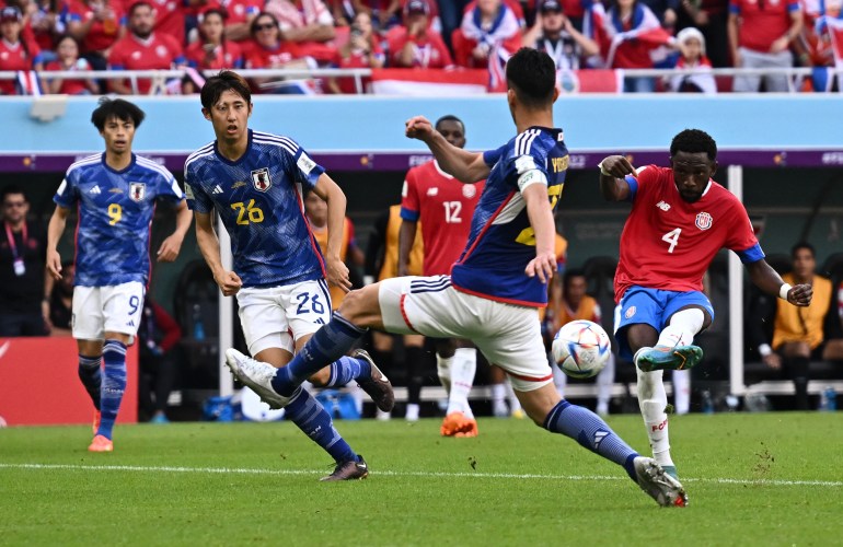 Costa Rica's Keysher Fuller scores their first goal