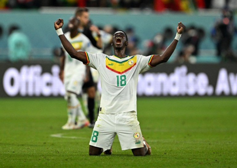 Senegal's Ismaila Sarr celebrates qualifying for the knockout stages 