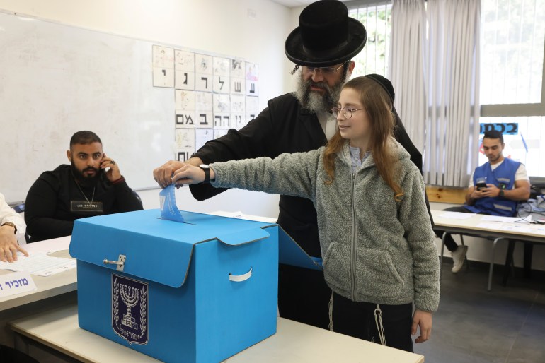 Ultra Orthodox Jews vote during Israel elections