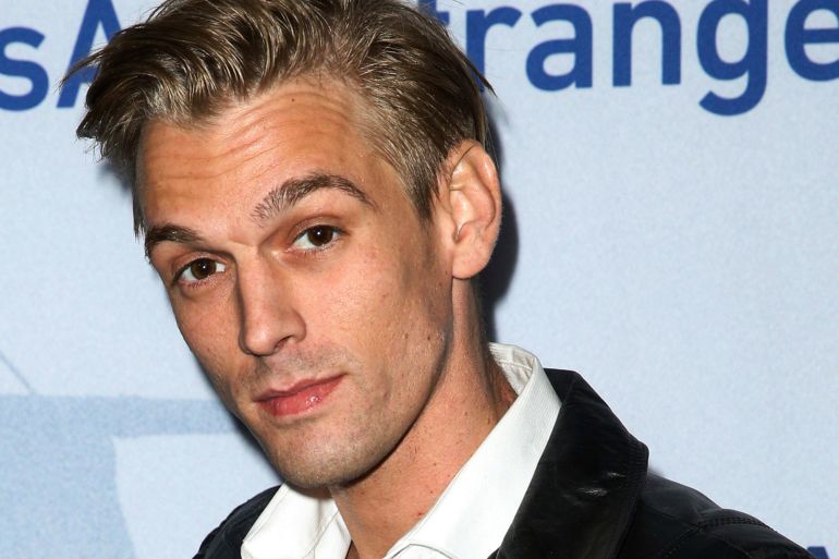 FILE - Singer Aaron Carter arrives at a premiere of "Saints &amp; Strangers" at the Saban Theater in Beverly Hills, Calif., Nov. 9, 2015. Carter, the singer-rapper who began performing as a child and had hit albums starting in his teen years, was found dead Saturday, Nov. 5, 2022, at his home in Southern California. He was 34. (Photo by Rich Fury/Invision/AP, File)