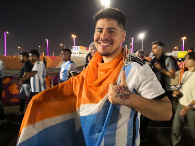 Argentine fan outside Stadium 974 after match against Poland