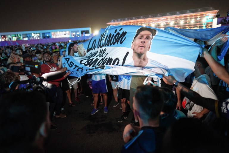 Argentinian fans dancing inside the FIFA Fan festival.