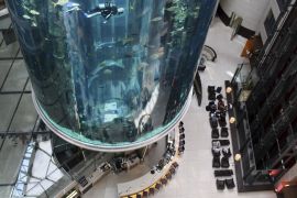 the AquaDom a lobby aquarium in the Radisson Blu hotel in central Berlin
