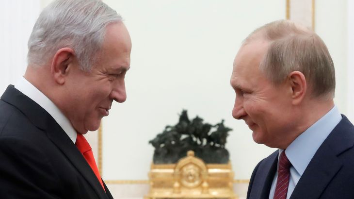 Russian President Vladimir Putin meets with Israeli Prime Minister Benjamin Netanyahu in Moscow, Russia January 30, 2020. REUTERS/Maxim Shemetov/Pool