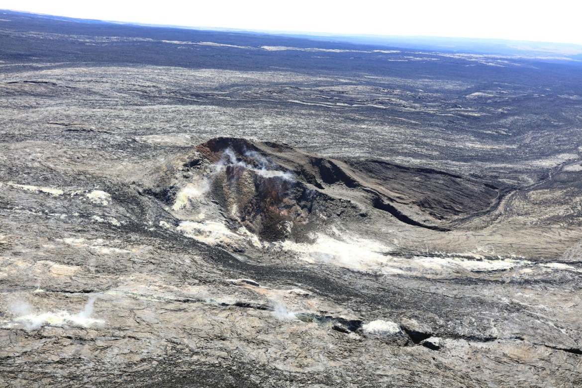 Steam rises from Sulfur Cone, on the Southwest Rift Zone