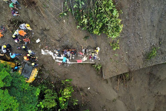 A landslide, seen from above, in Colombia