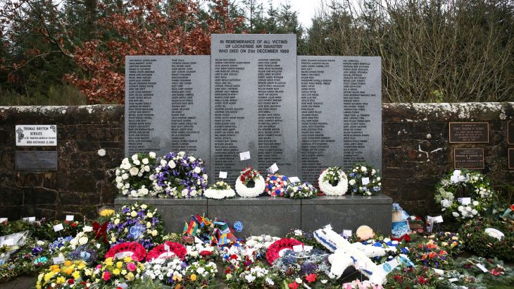 Floral tributes left at the Memorial Garden in Dryfesdale Cemetery, are seen on the morning of the 30th anniversary of the bombing of Pan Am flight 103 which exploded over the Scottish town on December 21, 1988.