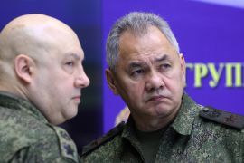 Russian Defence Minister Sergei Shoigu and General Sergei Surovikin, commander of Russian forces in Ukraine, visit the Joint Headquarters of the Russian armed forces involved in military operations in Ukraine, in an unknown location in Russia, in this picture released December 17, 2022. Sputnik/Gavriil Grigorov/Kremlin via REUTERS ATTENTION EDITORS - THIS IMAGE WAS PROVIDED BY A THIRD PARTY