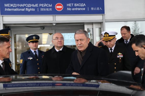 Turkish Defence Minister Hulusi Akar arrives in Russia