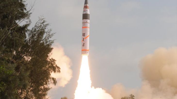 India Agni V missile launch in India.