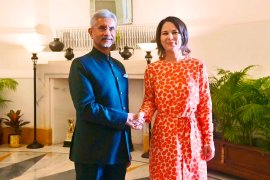 Indian Foreign Minister S. Jaishankar and German Foreign Minister Annalena Baerbock, pose for a photograph during their meeting in New Delhi, India