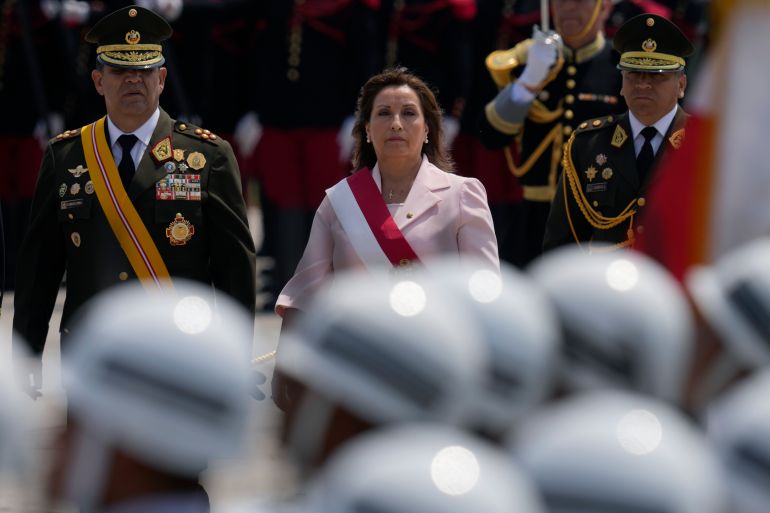 Peru's new President Dina Boluarte attends a ceremony marking Army Day,