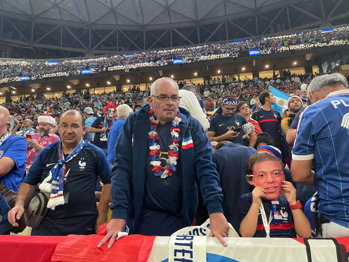 Saddened France fans in the stands.