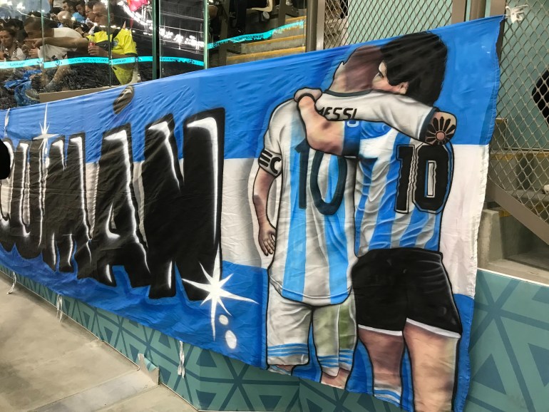 messi maradona argentina banner