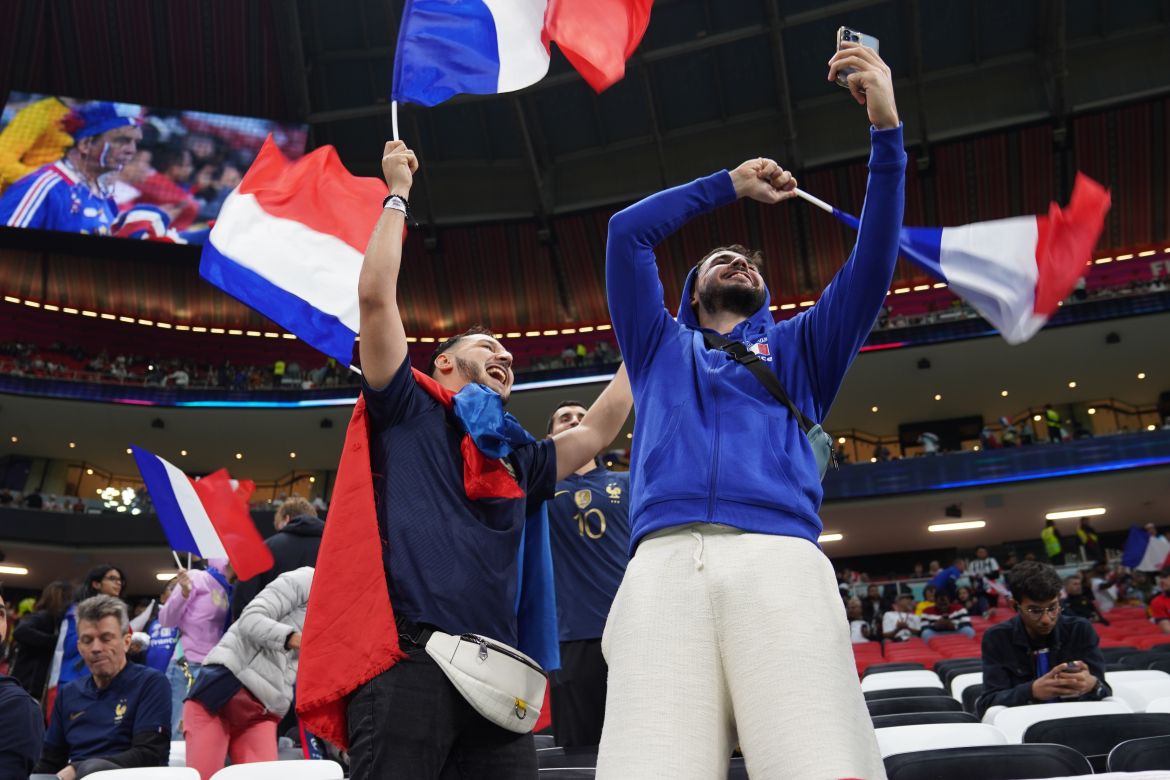 France fans celebrate in the stands