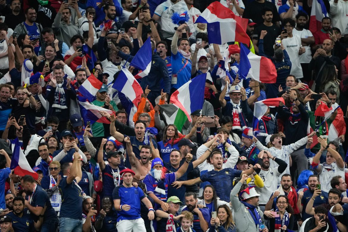 France fans celebrating second goa