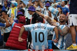 Argentina fans celebrating in the stands before the match | Argentina v France, FIFA World Cup 2022 Final, December 18, Lusail Stadium [Showkat Shafi/Al Jazeera]