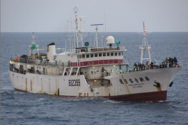 The men floating in the sea were apparently shot from the deck of the Taiwanese fishing vessel Ping Shin 101