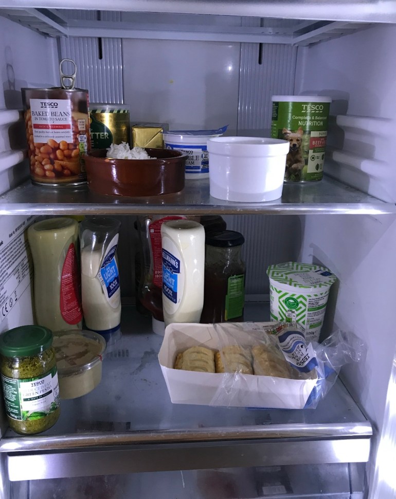 The inside of a fridge