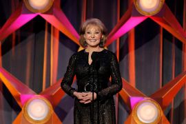 FILE PHOTO: Barbara Walters speaks on stage at the 39th Daytime Emmy Awards in Beverly Hills, California June 23, 2012. REUTERS/Mario Anzuoni/File Photo