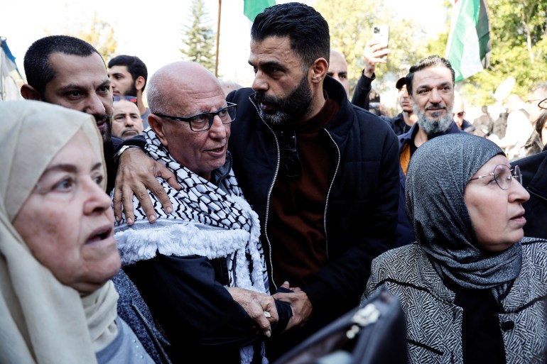 Longest serving Palestinian prisoner, Karim Younis, is welcomed at his village, after he was freed from Israeli jail