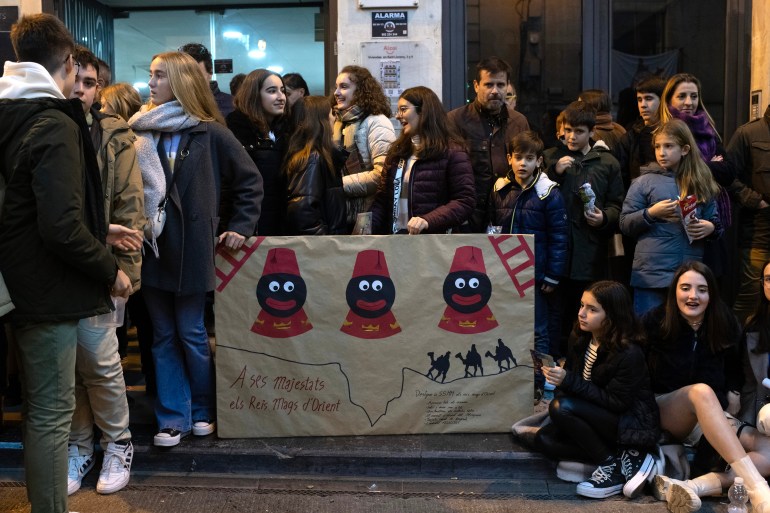 Children and adolescents in Alcoy write letters to the Magic Kings with their Christmas presents wishes, some are giant letters that are taken by the blackface pageboys