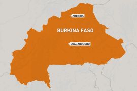 Map of Burkina Faso showing northern town of Arbinda and the capital Ouagadougou