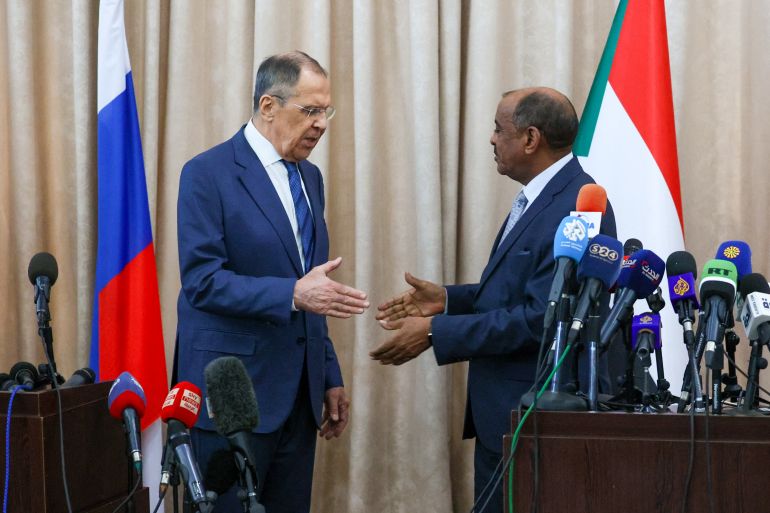 Sergei Lavrov and Sudan's acting foreign minister