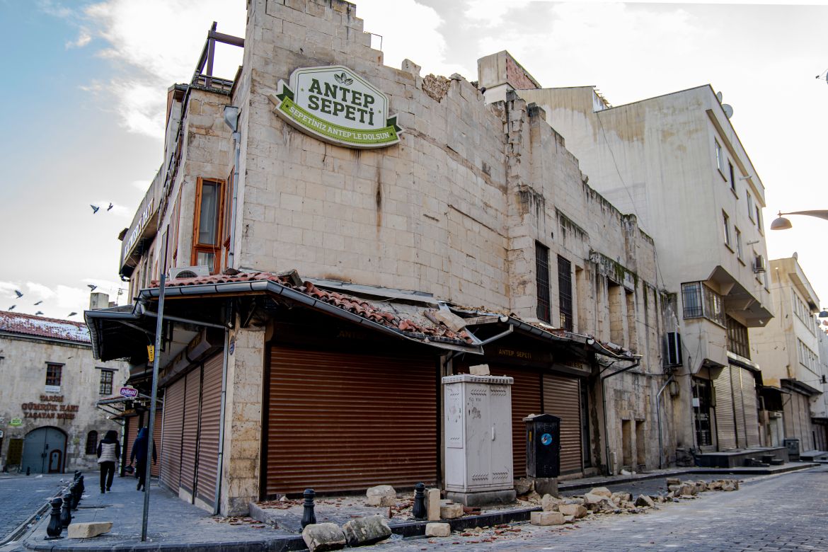 Antepe Sepeti, an iconic shop in the old town area filled with bazars, collapsed during the 4.20AM shake