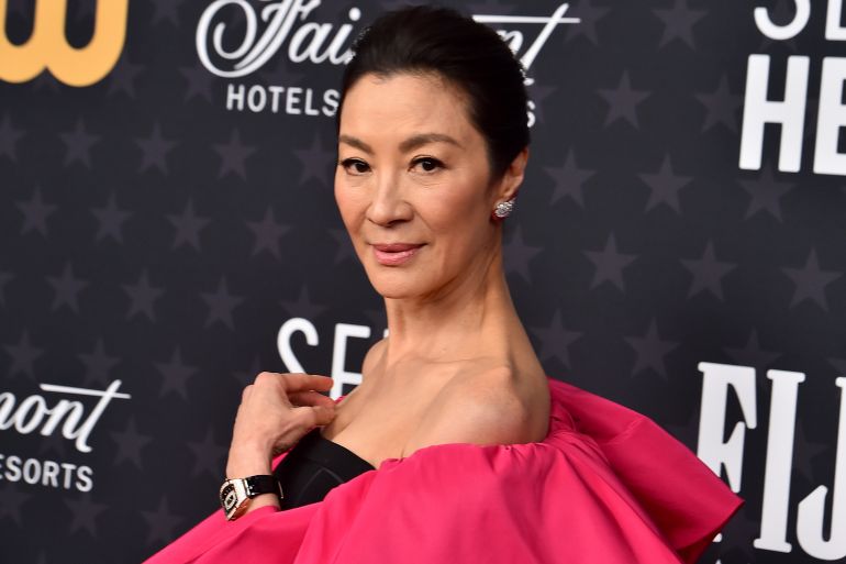 Michelle Yeoh arrives at the 28th annual Critics Choice Awards at The Fairmont Century Plaza Hotel on Sunday, Jan. 15, 2023, in Los Angeles. (Photo by Jordan Strauss/Invision/AP)