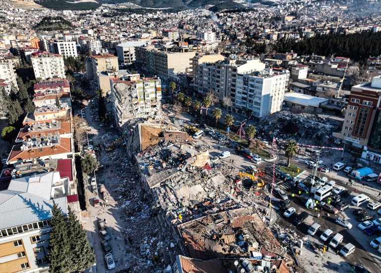 Aerial photo shows the destruction in Kahramanmaras