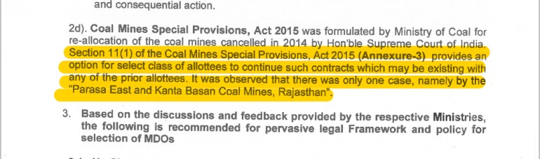 A government document shows that it allowed a mine that was allotted to the Adani Group to continue with it.