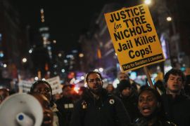 People protest against the police killing of Tyre Nichols in the US