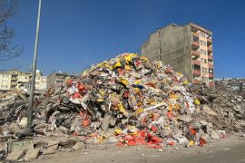 Many bodies remain buried under collapsed buildings like this one in Kahramanmaraş, Turkey, seen here on Monday, February 13, 2023 [Patrick Keddie/Al Jazeera]