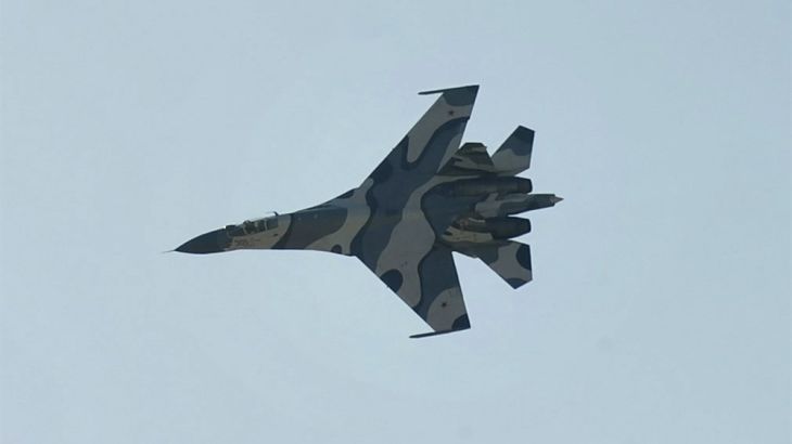 A Russian Su-27 performs during the Bahrain International Air Show in 2010 at the Sakhir airbase