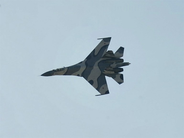 A Russian Su-27 performs during the Bahrain International Air Show in 2010 at the Sakhir airbase
