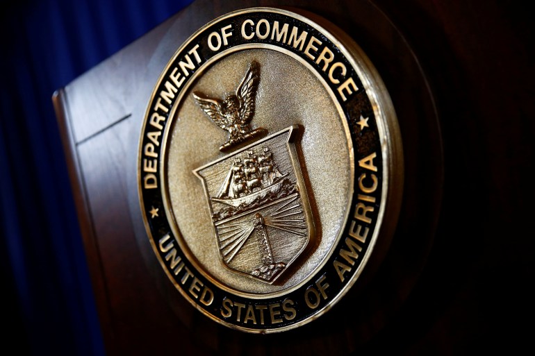 The seal of the US Department of Commerce.